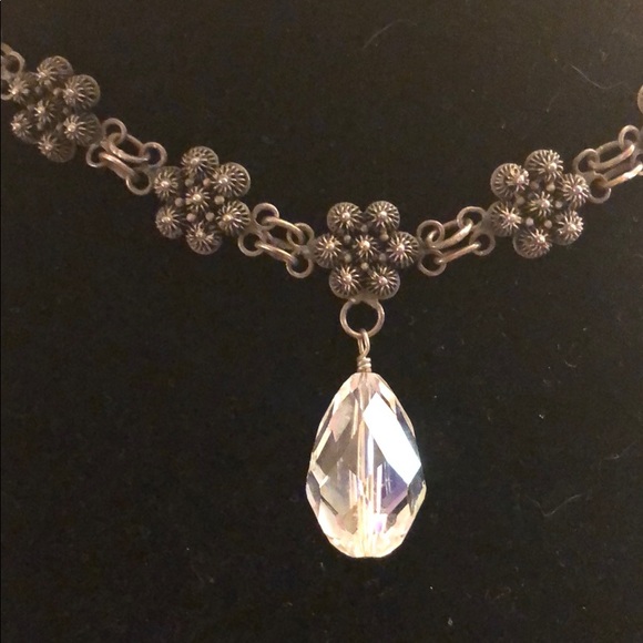 Choker Necklace with Crystal Pendant - Picture 2 of 8